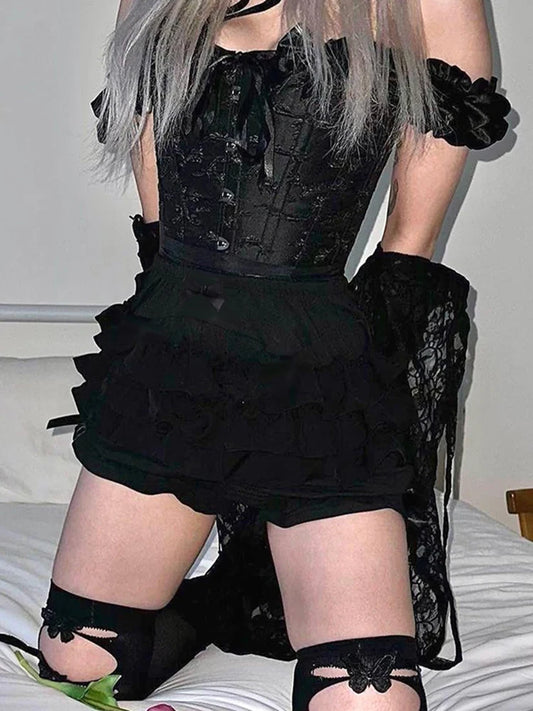 Alt Gothic Lace Bow Shorts