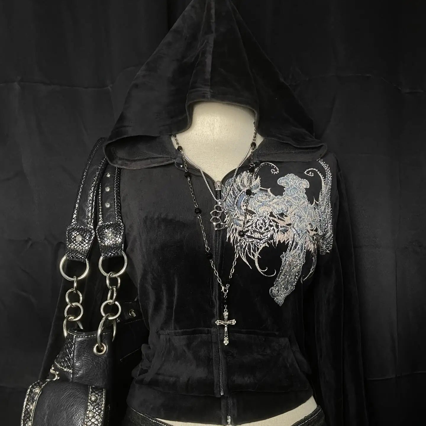 Women's Angel Pattern Printed Gothic Streetwear Hoodie