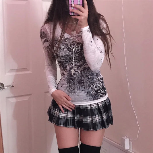 Rhinestone Harajuku Graphic Slim Fit Tee