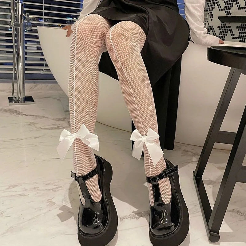 Kawaii Gothic Hollow Out Lolita Fishnets
