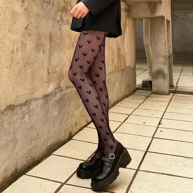 Kawaii Gothic Hollow Out Lolita Fishnets