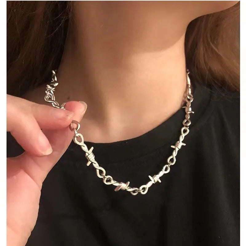 Silver Barbed Wire Gothic Necklace/Bracelet Jewerly