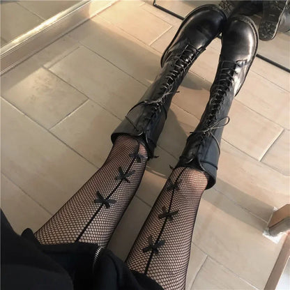 Kawaii Gothic Hollow Out Lolita Fishnets