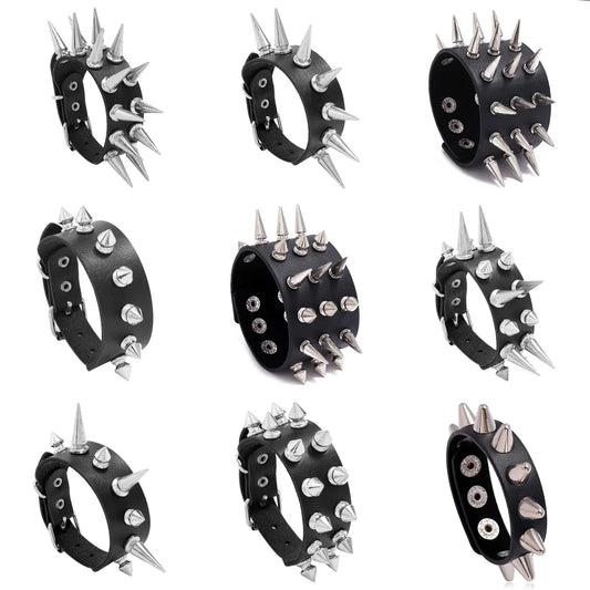 Silver Color Punk Spiked Rock Bracelets