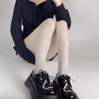 Kawaii Gothic Hollow Out Lolita Fishnets