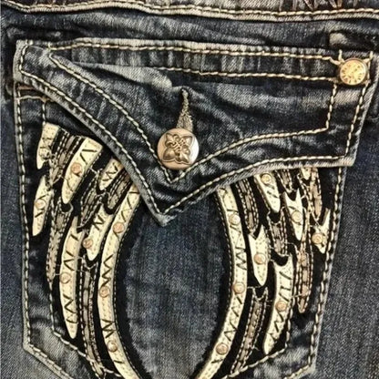 American Retro Miss Me Tailored Baggy Jeans Female Y2K