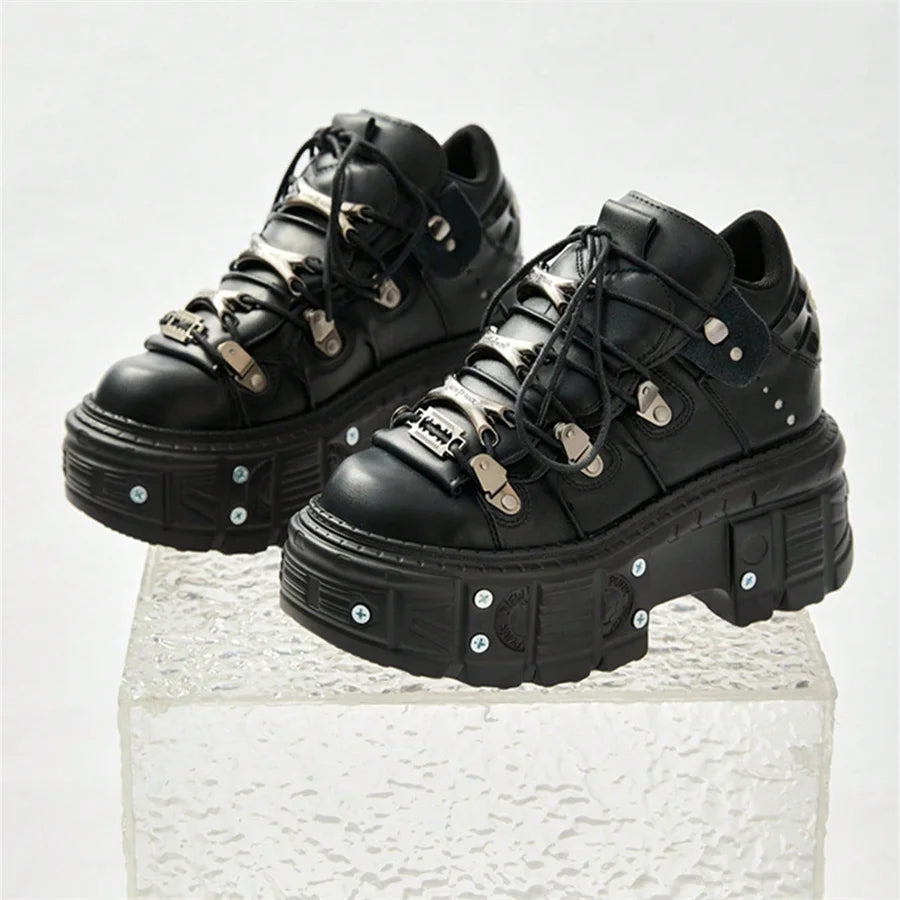 Chunky Rock Platform Shoes – Lace-Up Design