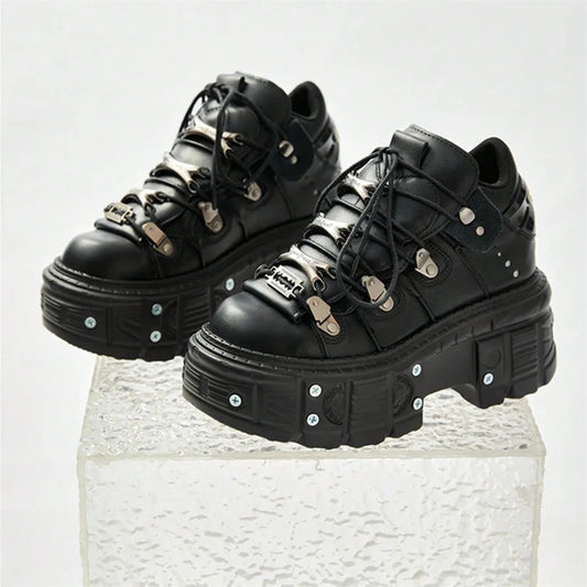 Chunky Rock Platform Shoes – Lace-Up Design