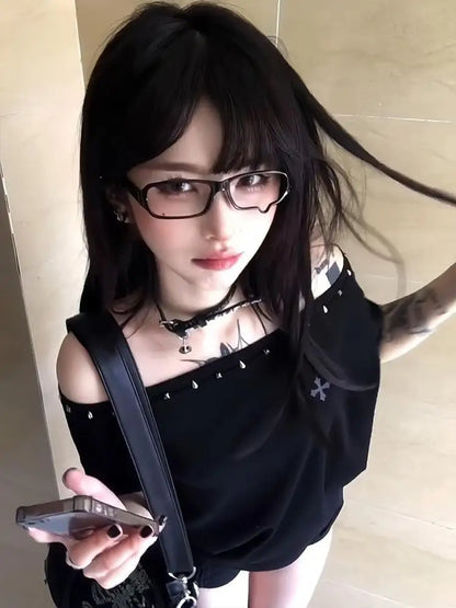 Women's Gothic Off-Shoulder T-Shirt