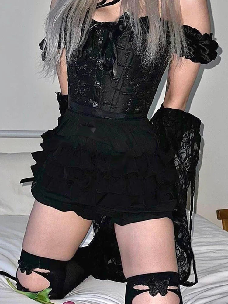 Alt Gothic Lace Bow Shorts