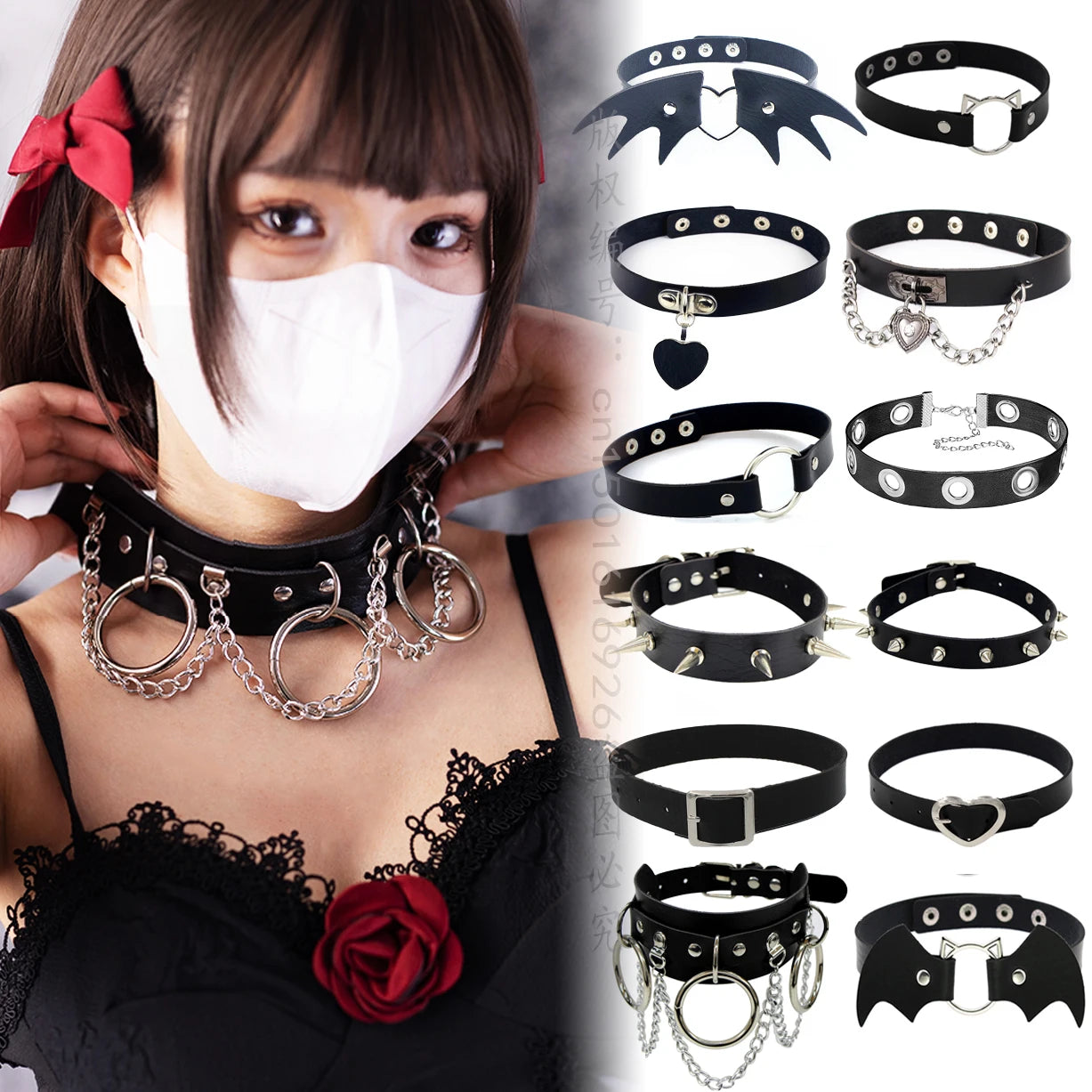 Women's Black Punk Choker Collar's