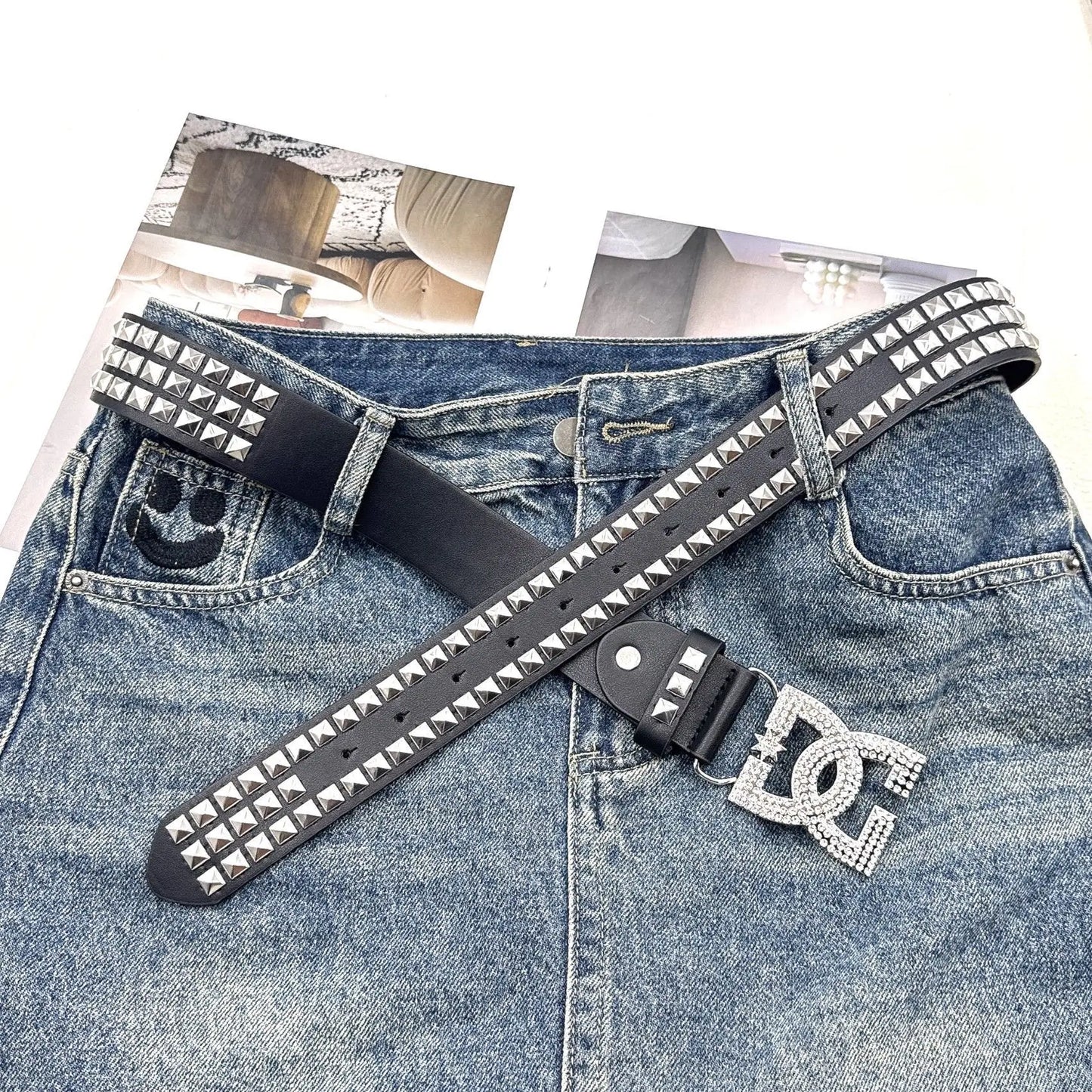 DC Y2K Women's Rhinestone Punk Belt