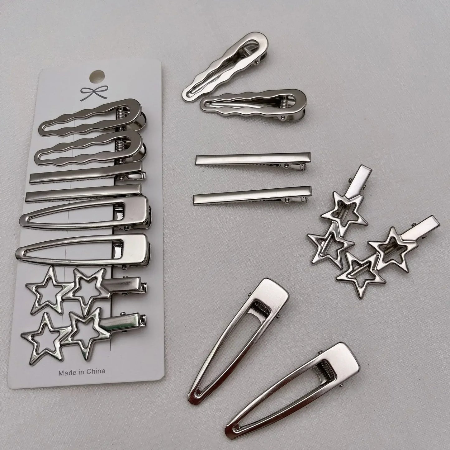 Women Sliver Metal Hair Clips Y2K
