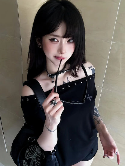 Women's Gothic Off-Shoulder T-Shirt