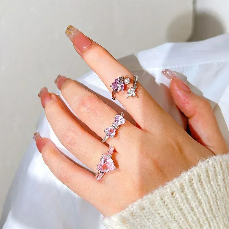 Adjustable Crystal Rings Y2K