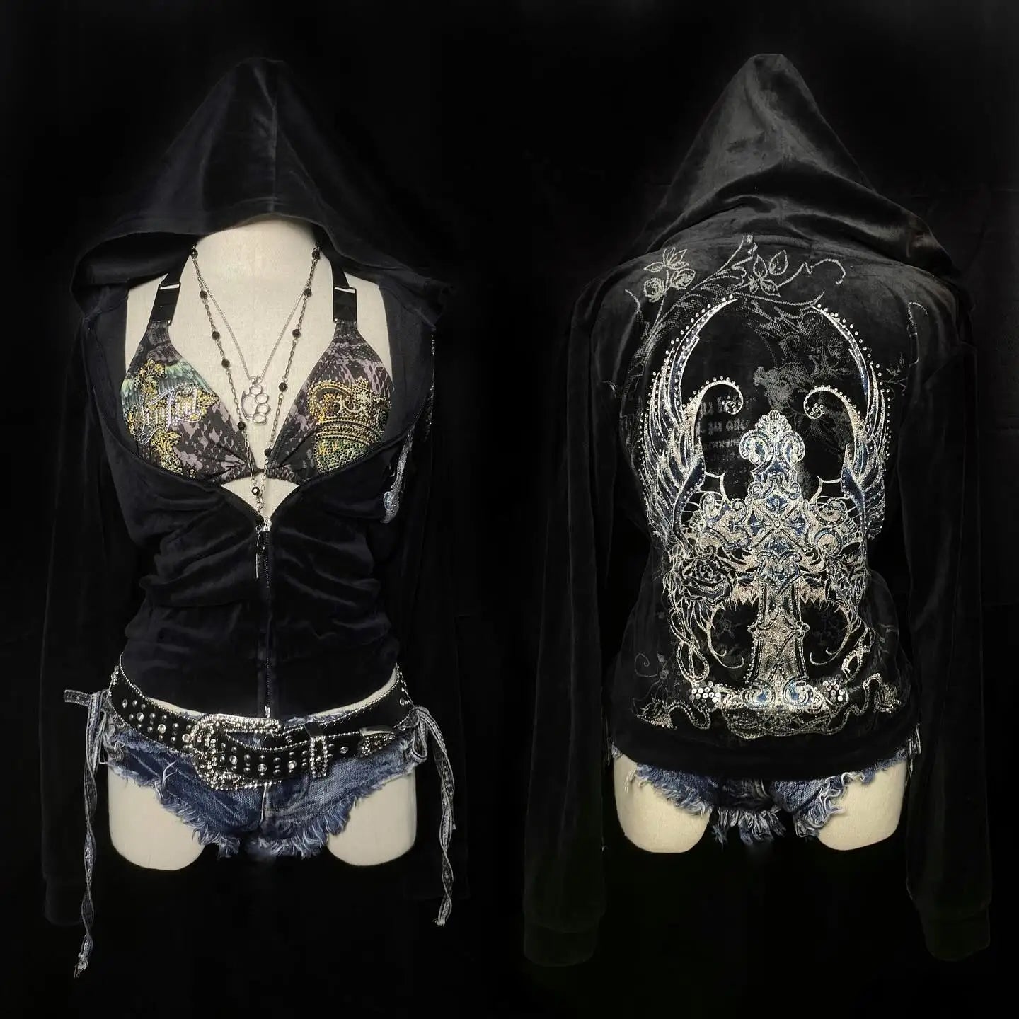 Women's Angel Pattern Printed Gothic Streetwear Hoodie