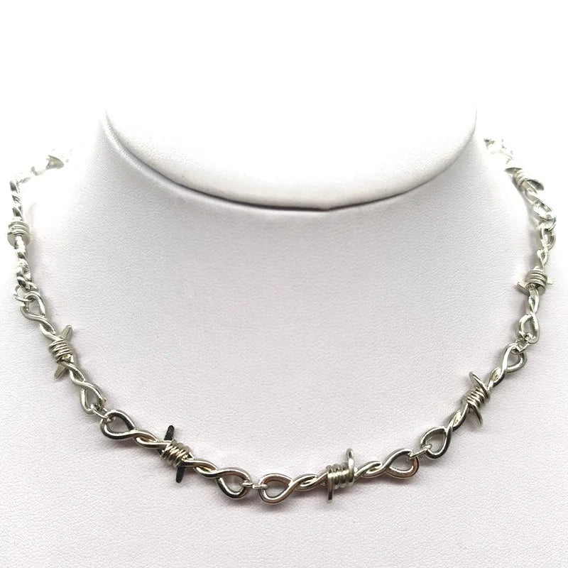 Silver Barbed Wire Gothic Necklace/Bracelet Jewerly