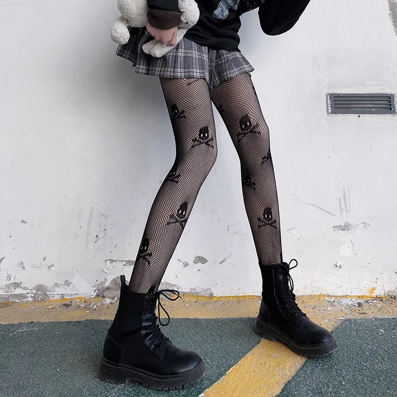 Kawaii Gothic Hollow Out Lolita Fishnets