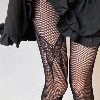 Kawaii Gothic Hollow Out Lolita Fishnets