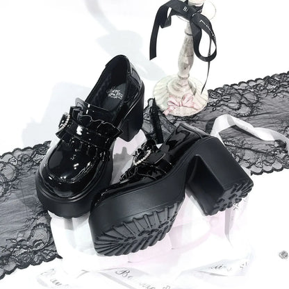 Sweet Heart-Shaped Buckle Lolita High Heels Pump Shoes