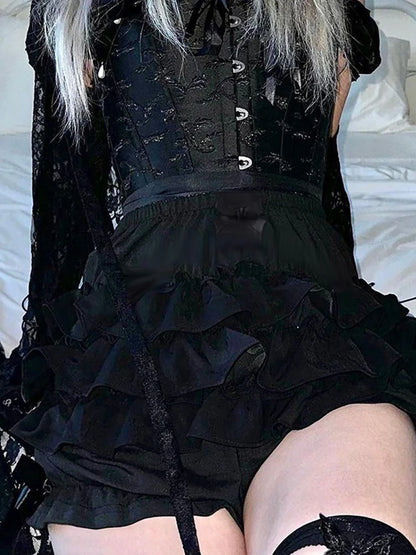 Alt Gothic Lace Bow Shorts