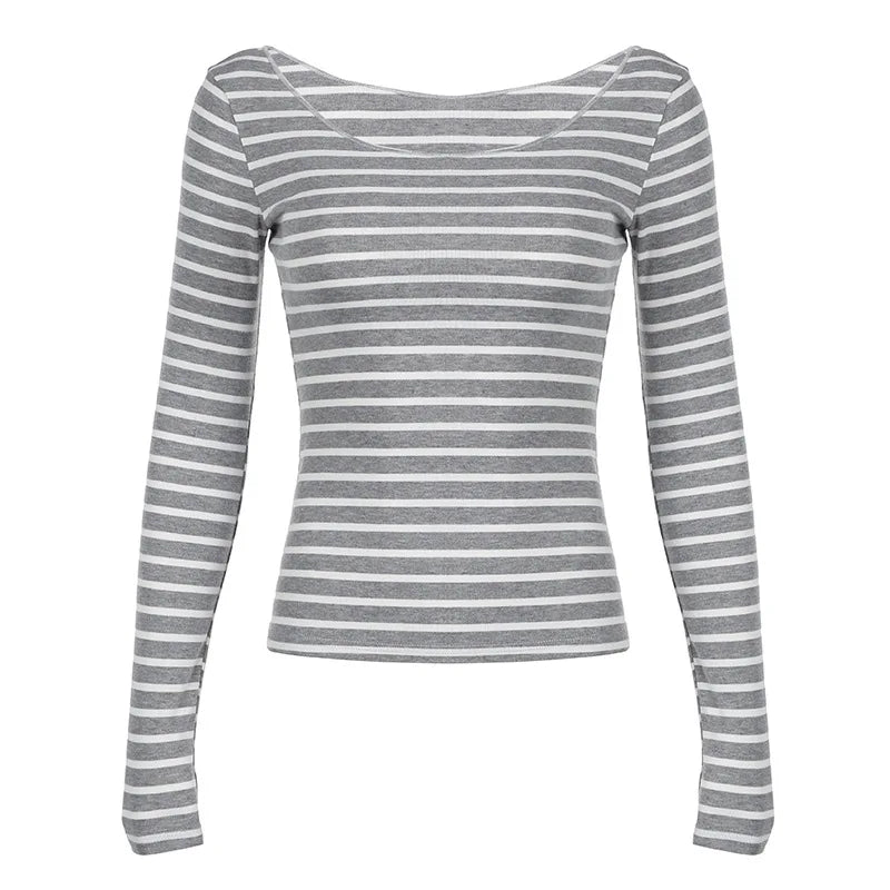 Women's Thin Striped Off-Shoulder Top