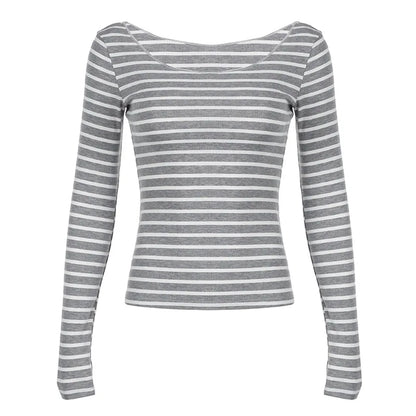 Women's Thin Striped Off-Shoulder Top
