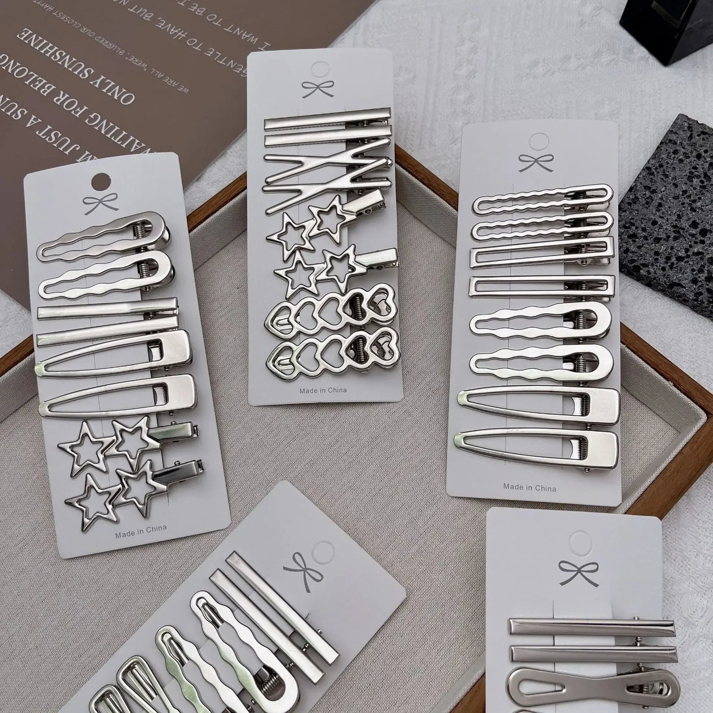Women Sliver Metal Hair Clips Y2K
