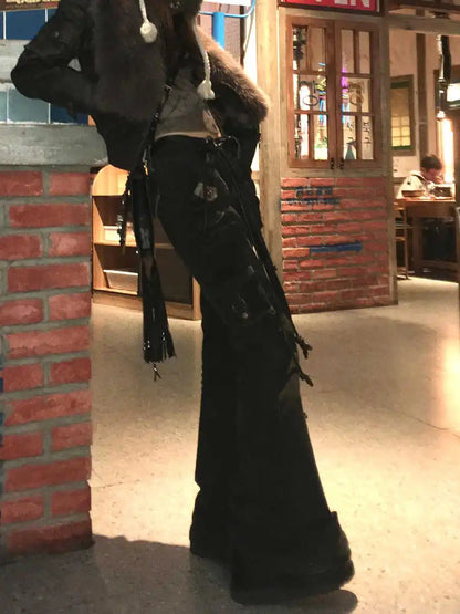 Women's Korean Fashion Grunge Jeans Y2K Denim Cargo