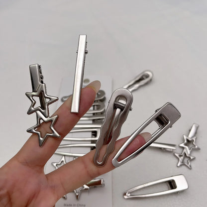Women Sliver Metal Hair Clips Y2K