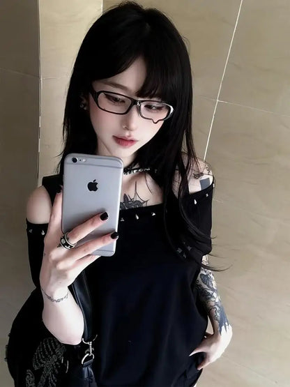 Women's Gothic Off-Shoulder T-Shirt