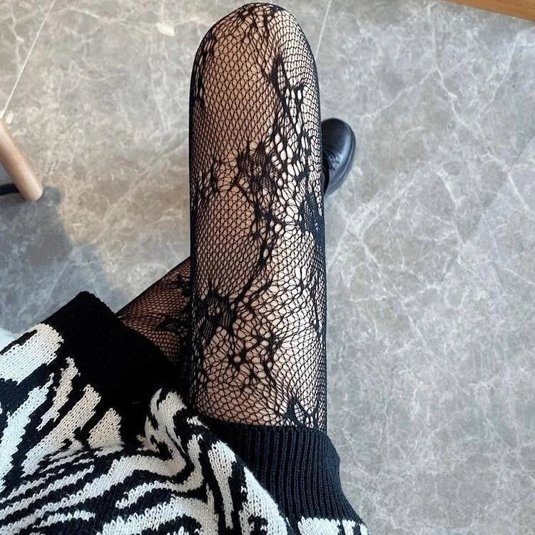 Kawaii Gothic Hollow Out Lolita Fishnets