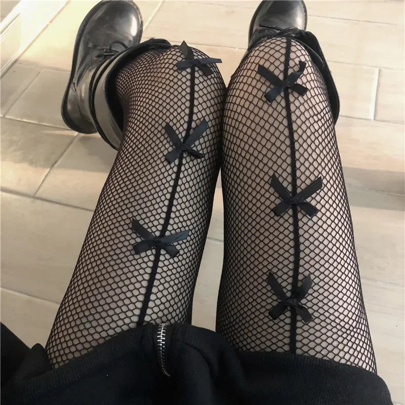 Kawaii Gothic Hollow Out Lolita Fishnets