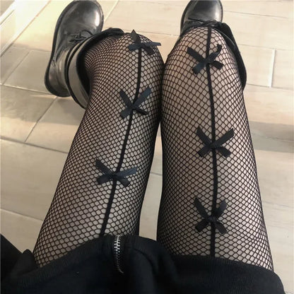 Kawaii Gothic Hollow Out Lolita Fishnets