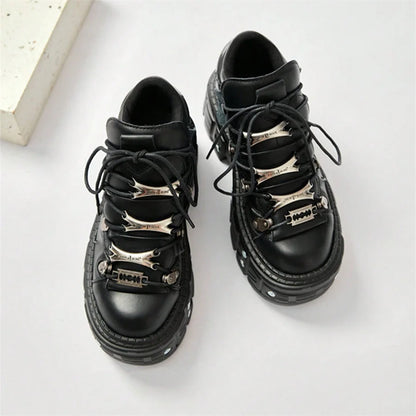 Chunky Rock Platform Shoes – Lace-Up Design