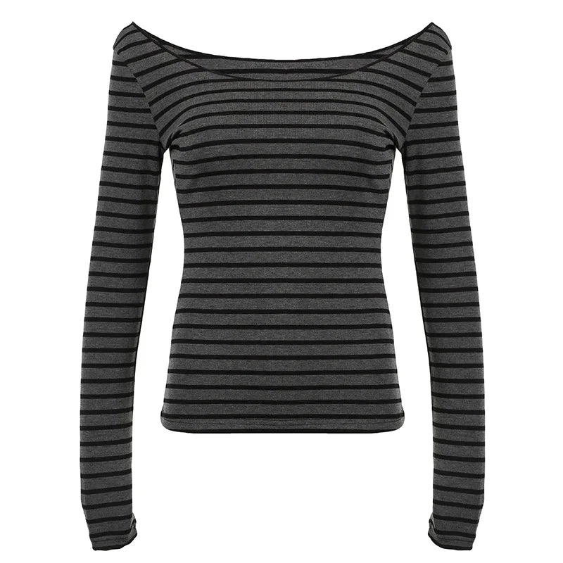 Women's Thin Striped Off-Shoulder Top