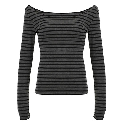 Women's Thin Striped Off-Shoulder Top