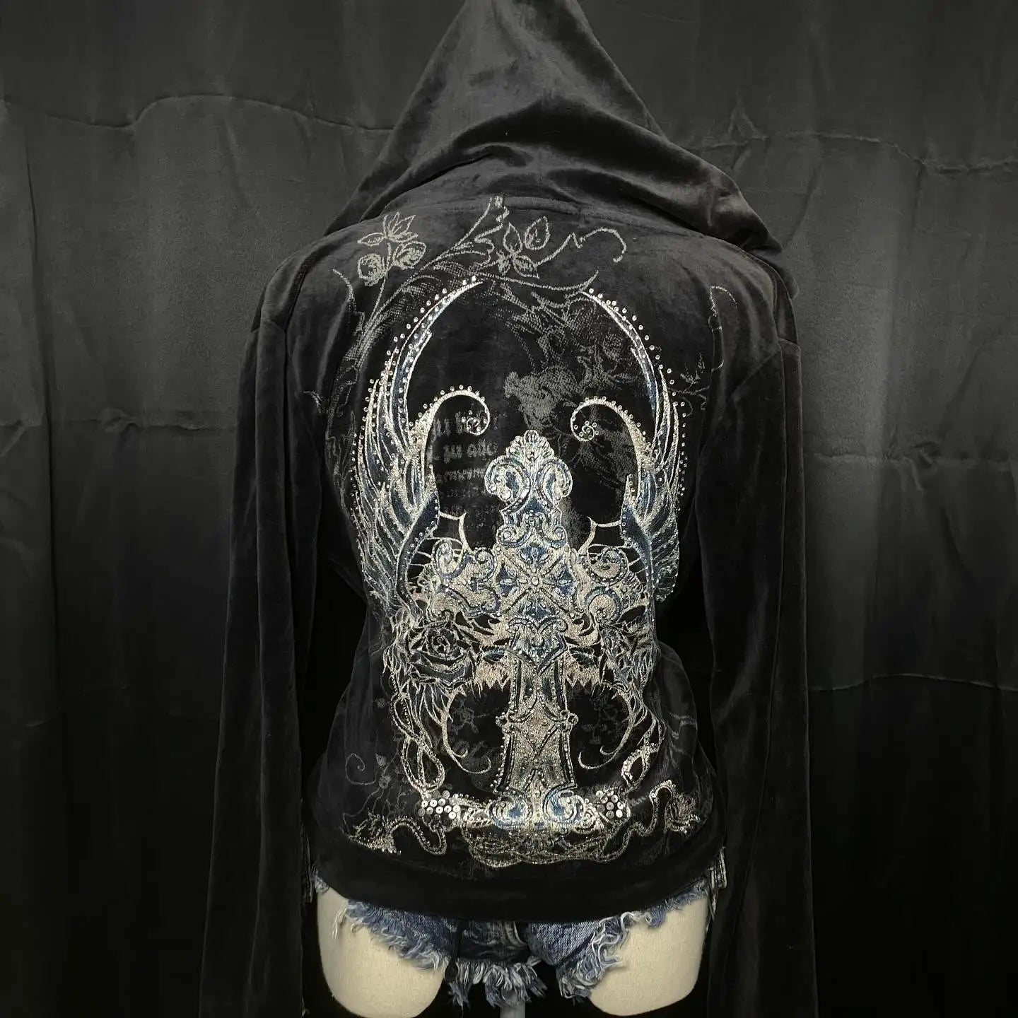 Women's Angel Pattern Printed Gothic Streetwear Hoodie