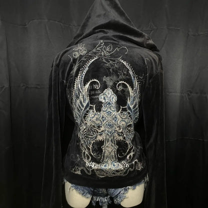 Women's Angel Pattern Printed Gothic Streetwear Hoodie