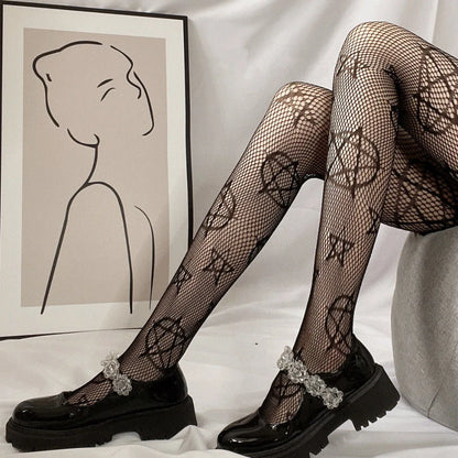 Kawaii Gothic Hollow Out Lolita Fishnets